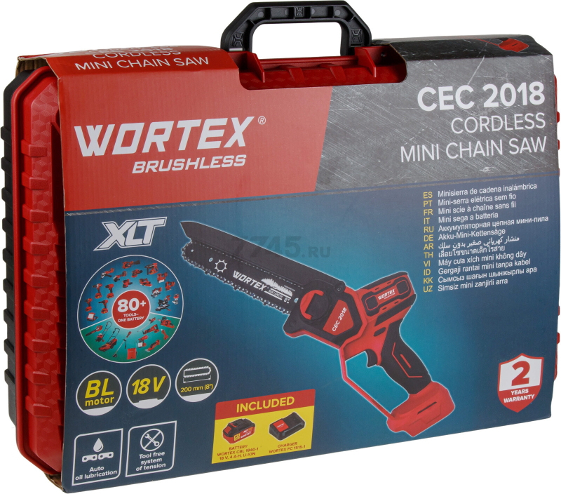 Пила цепная аккумуляторная WORTEX CEC 2018 ALL1 XLT SET (2329052) - Фото 27