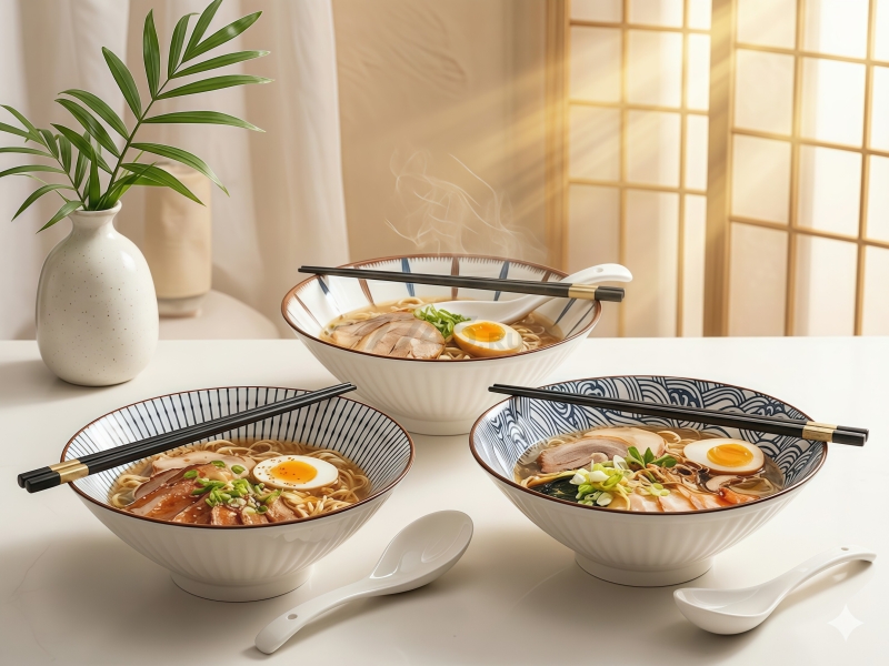Тарелка керамическая с ложкой и палочками для еды PERFECTO LINEA Ramen wave 17-950001 - Фото 6