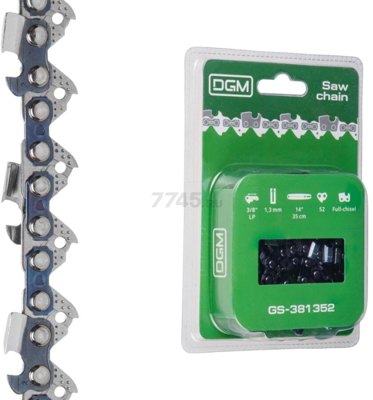 Цепь 35 см 14" 3/8" LP 1.3 мм 52 звена DGM (GS-381352)