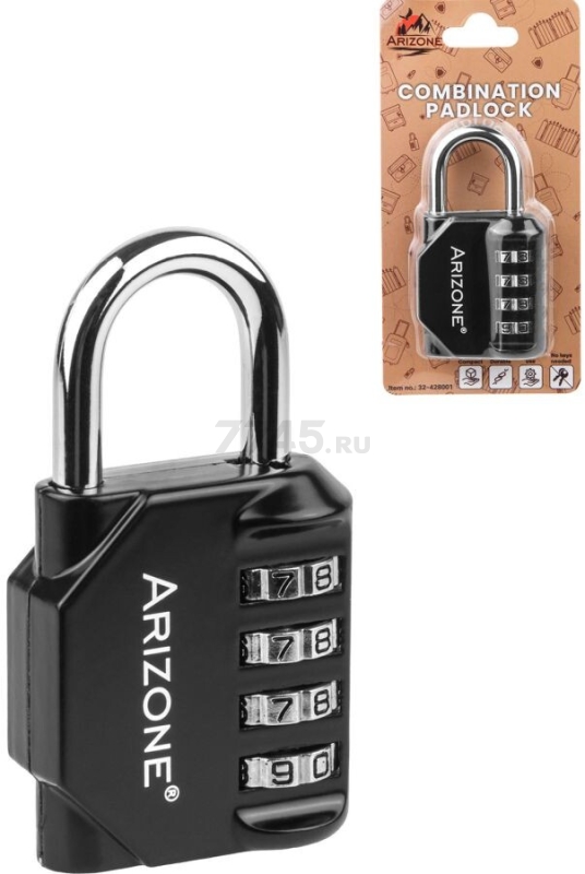Замок навесной кодовый ARIZONE черный (32-428001)