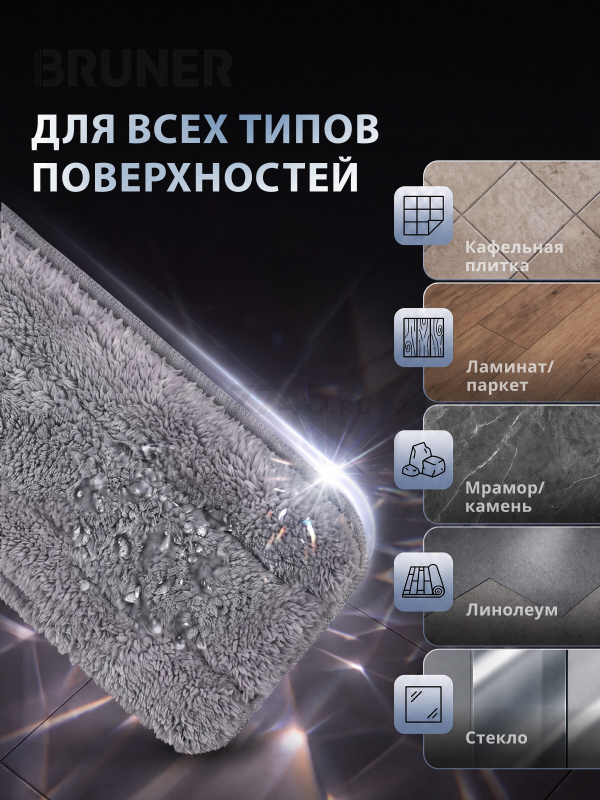 Сменная насадка для швабры BRUNER Diamond 2 штуки (BR-11278125) - Фото 4