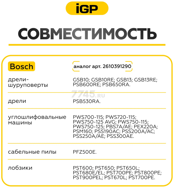 Щетки графитовые для шлифмашины угловой Bosch PWS700-115 IGP 2 штуки аналог 2610391290 (7140212) - Фото 4