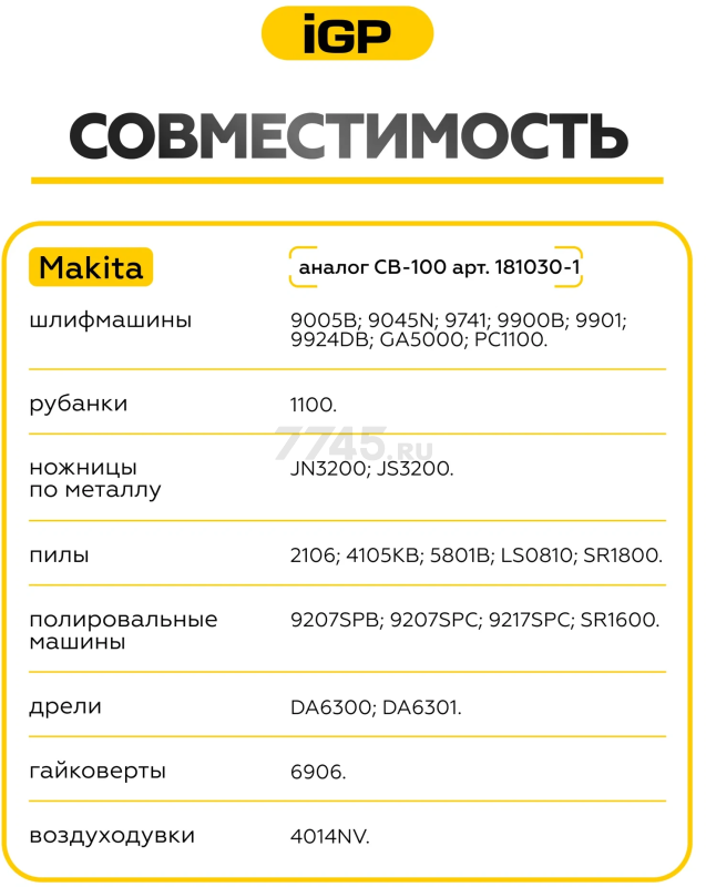 Щетки графитовые для шлифмашины угловой Makita 9005B IGP 2 штуки аналог CB-100 (7140608) - Фото 4