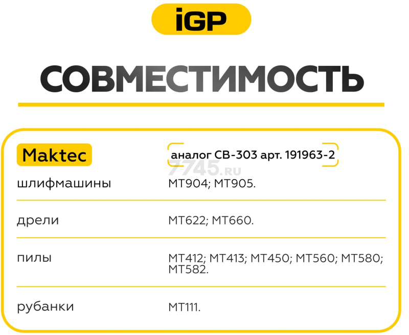 Щетки графитовые для пилы циркулярной Makita 4131 IGP 2 штуки аналог CB-303 (7140606) - Фото 5