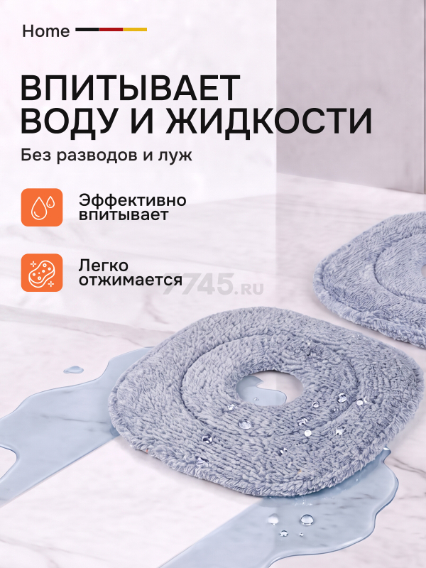 Сменная насадка для швабры BRUNER Akzent Fibra 2 штуки (BR-11278130) - Фото 5