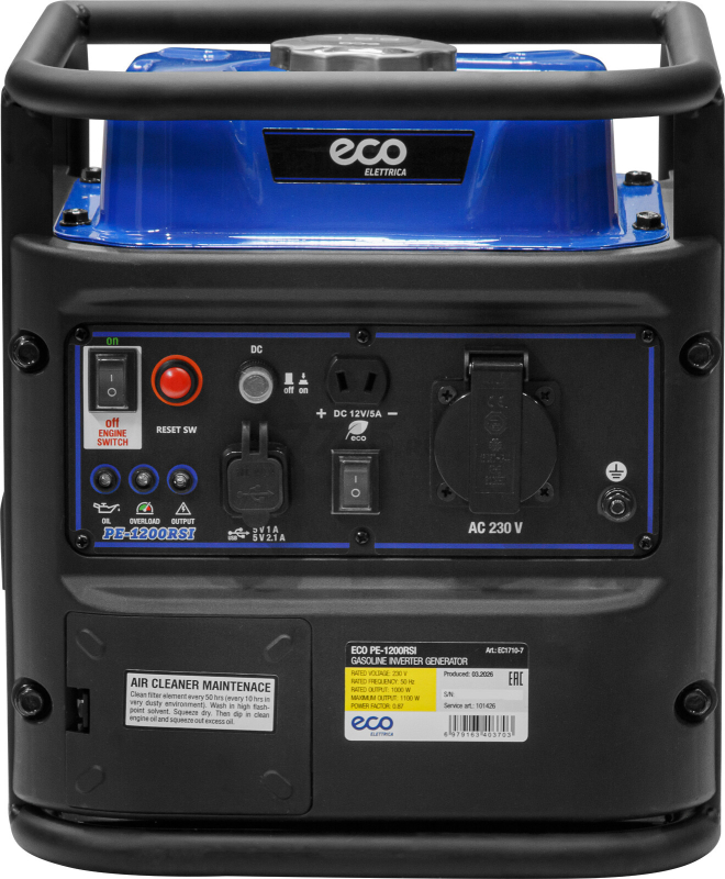 Генератор инверторный бензиновый ECO PE-1200RSI (EC1710-7) - Фото 10