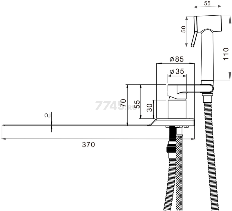 Гигиенический душ на унитаз AV Engineering SETA D25-A белый (AVSET05WT) - Фото 19