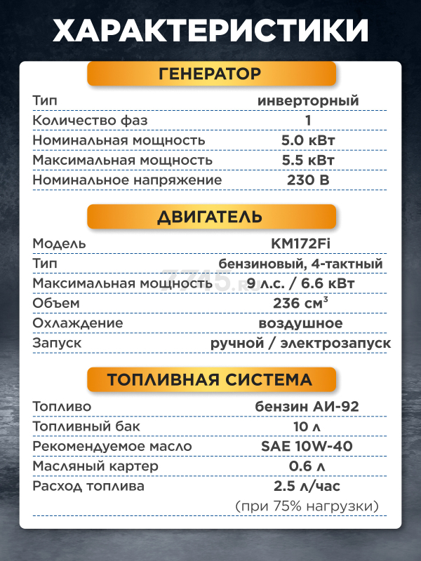 Генератор инверторный бензиновый ECO PE-7000EQi (EC1710-8) - Фото 7