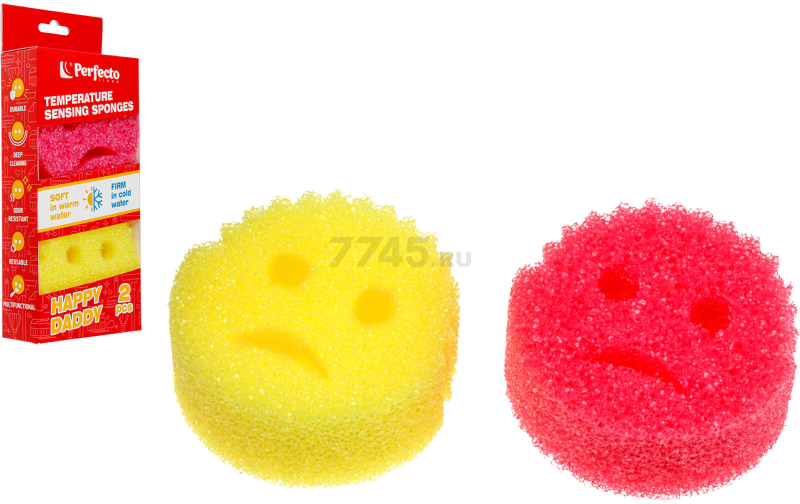 Губки бытовые PERFECTO LINEA Happy Daddy термочувствительные 2 штуки (45-200104)