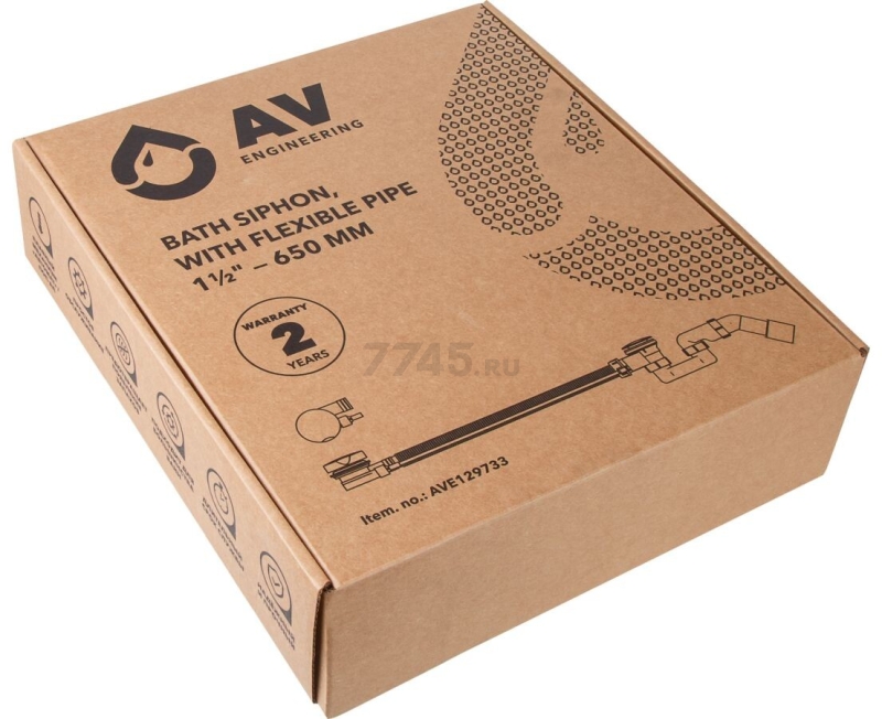 Сифон для ванны с гибкой трубой 1 1/2" - 650 мм AV ENGINEERING (AVE129733) - Фото 7