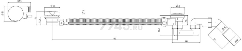 Сифон для ванны с гибкой трубой 1 1/2" - 650 мм AV ENGINEERING (AVE129733) - Фото 8