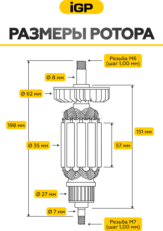 Ротор для болгарки DeWalt D28132C, D28135, D28136, D28137 IGP аналог N398000 (7143049) - Фото 3