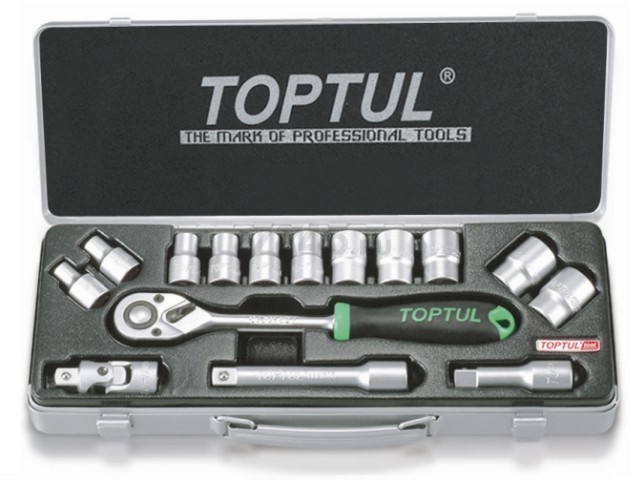 Набор инструментов 1/2" 6 граней 15 предметов TOPTUL (GCAD1502)