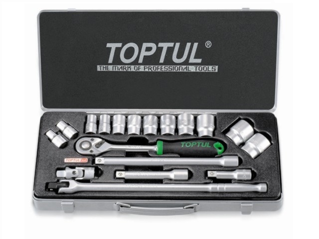 Набор инструментов 1/2" 6 граней 18 предметов TOPTUL (GCAD1802)