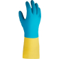 Перчатки латексно-неопреновые JETA SAFETY Atom DuoColor М К80 Щ50 желто-голубые  (JNE-711-M) - Фото 2