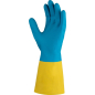 Перчатки латексно-неопреновые JETA SAFETY Atom DuoColor М К80 Щ50 желто-голубые  (JNE-711-M)