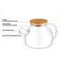 Заварочный чайник стеклянный PERFECTO LINEA Bamboo 1 л (38-100000) - Фото 2