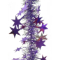 Мишура новогодняя МОРОЗКО Звездопад 9х200 см фиолетовый серебро штамп звездочки (М1202)