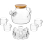 Заварочный чайник стеклянный с кружками PERFECTO LINEA Bamboo 1 л 6 предметов (38-100001)