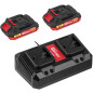 Комплект аккумулятор 18В 2Ач 2 штуки и зарядное устройство 2х2 А WORTEX ALL1 XLT SET (2329018)