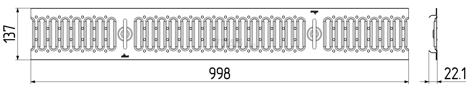 Решетка Standart 100 стальная штампованная (с отверстиями) ECOTECK (2А995919) - Фото 2