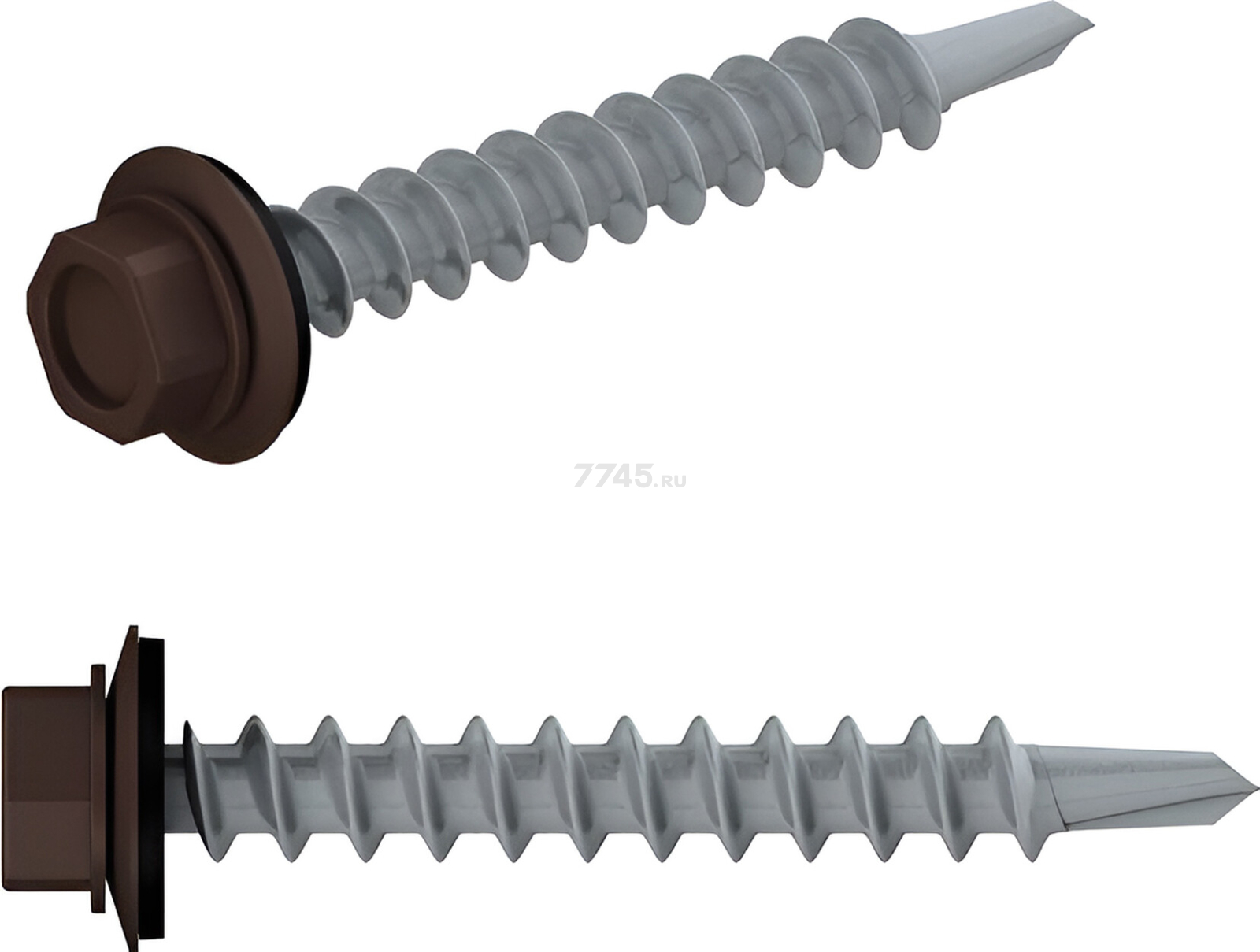 Саморез кровельный 4,8х29 мм цинк шайба с прокладкой PT1 RAL 8017 STARFIX 200 штук (SMC2-84910-200)