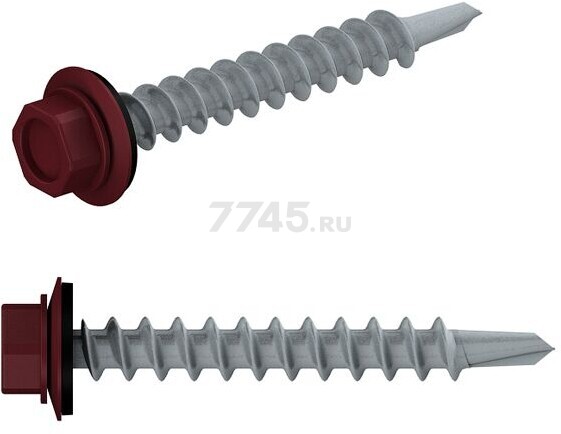 Саморез кровельный 5,5х19 мм цинк шайба с прокладкой PT3 RAL 3005 STARFIX 300 штук (SMC3-46685-300)