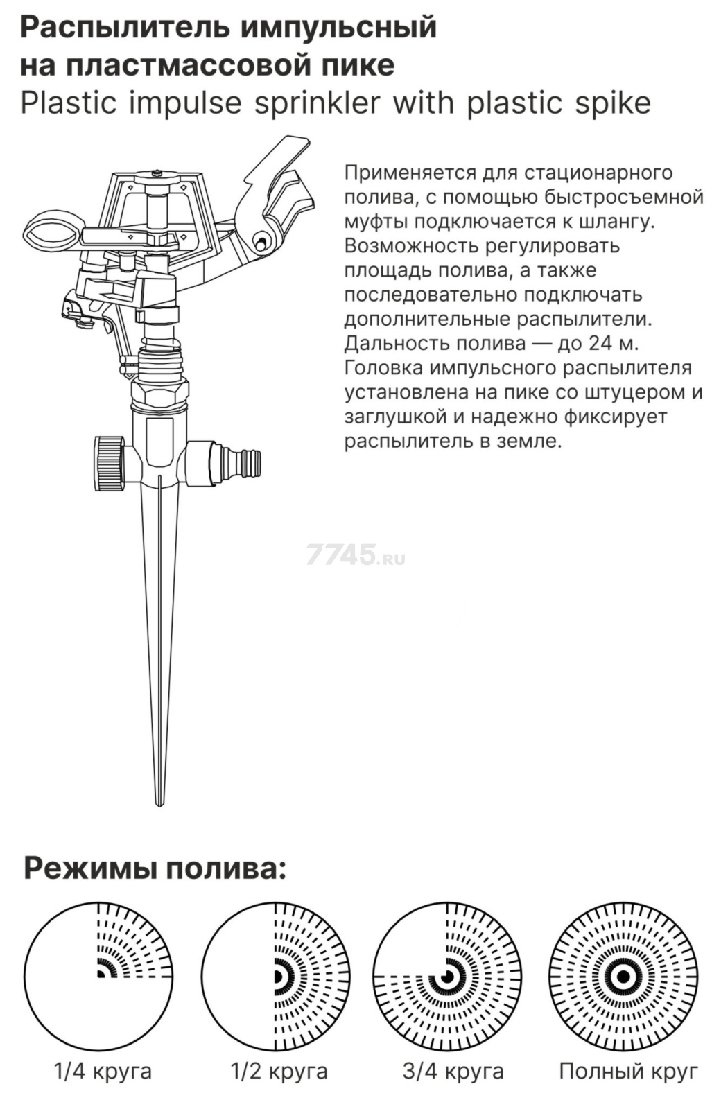 Распылитель импульсный на пластмассовой пике STARTUL GARDEN (ST6010-15) - Фото 2