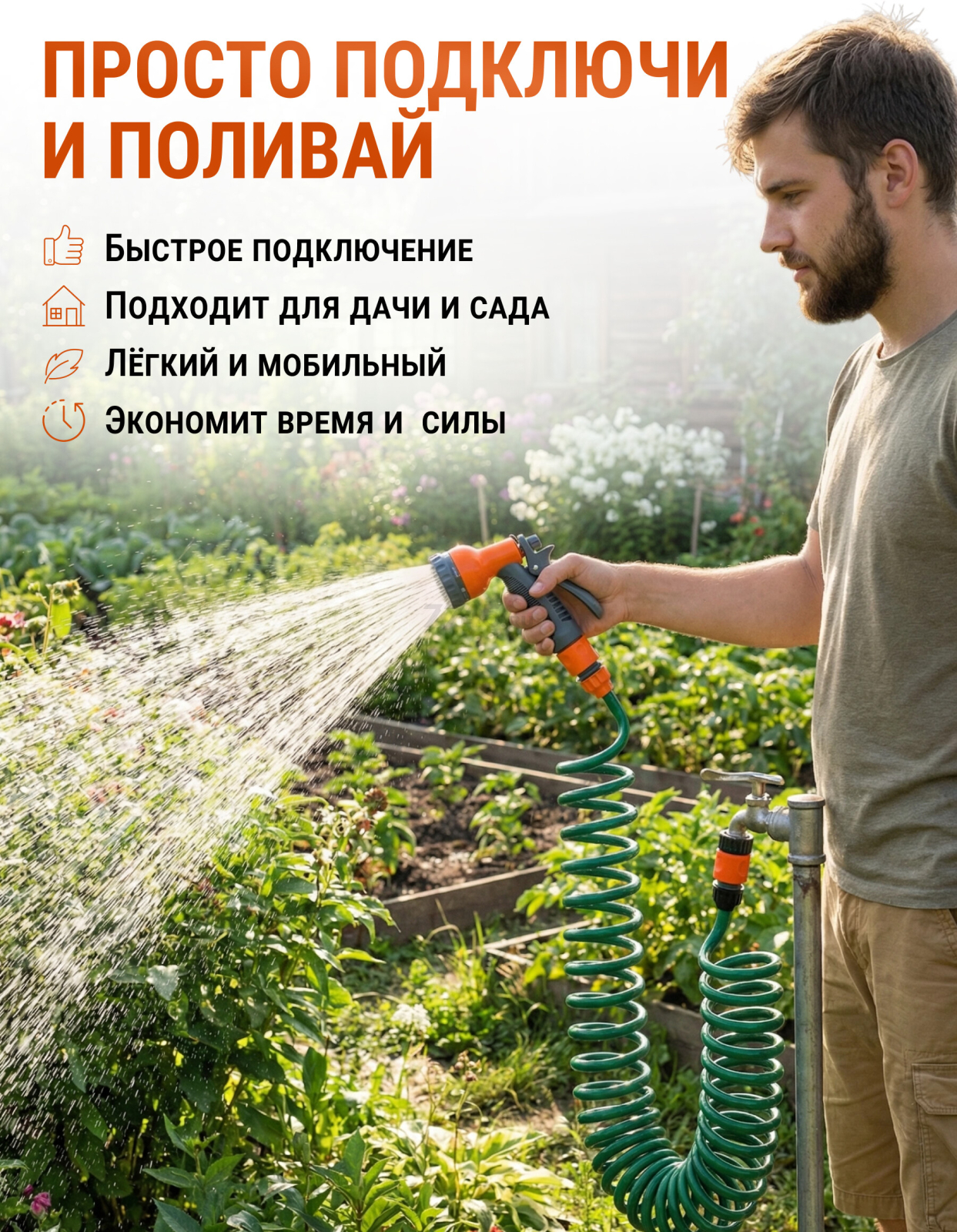 Шланг поливочный спиральный STARTUL GARDEN 15 м и поливочный набор (ST6015-03) - Фото 5