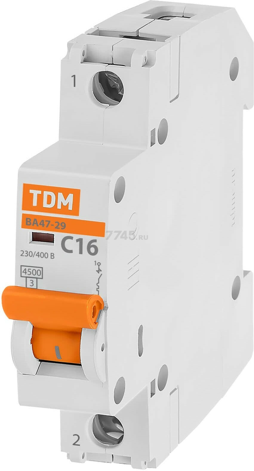 Автоматический выключатель TDM ВА47-29 1Р 16А С 4,5кА (SQ0206-0074)