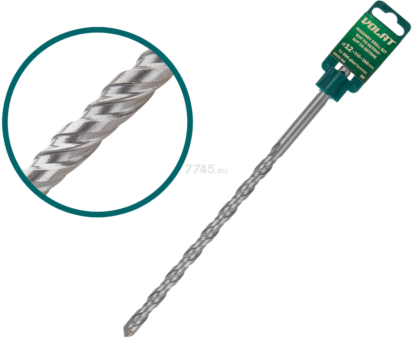 Бур (сверло) SDS-plus 12х210х260 мм ВОЛАТ S4 (82112-260)