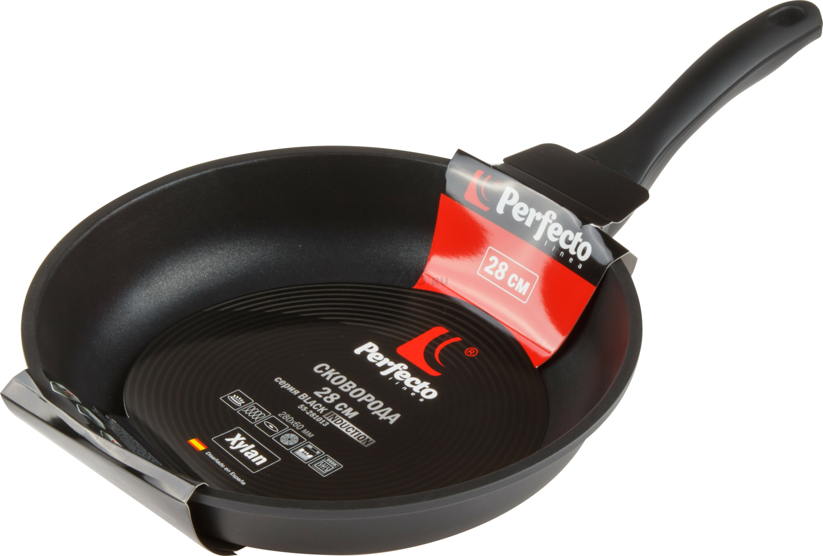Сковорода алюминиевая 28 см PERFECTO LINEA Black Induction (55-281013)