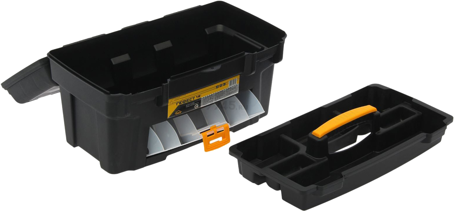 Ящик для инструмента пластмассовый ГЕФЕСТ 18 с консолью и секциями металлические замки (М2940) - Фото 2