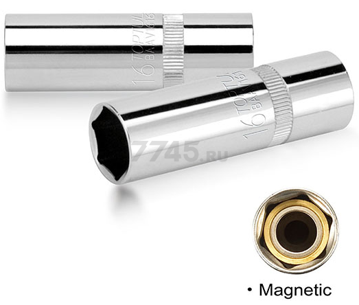 Головка свечная 1/2" 16 мм магнитная тонкостенная TOPTUL (BAAV1616)
