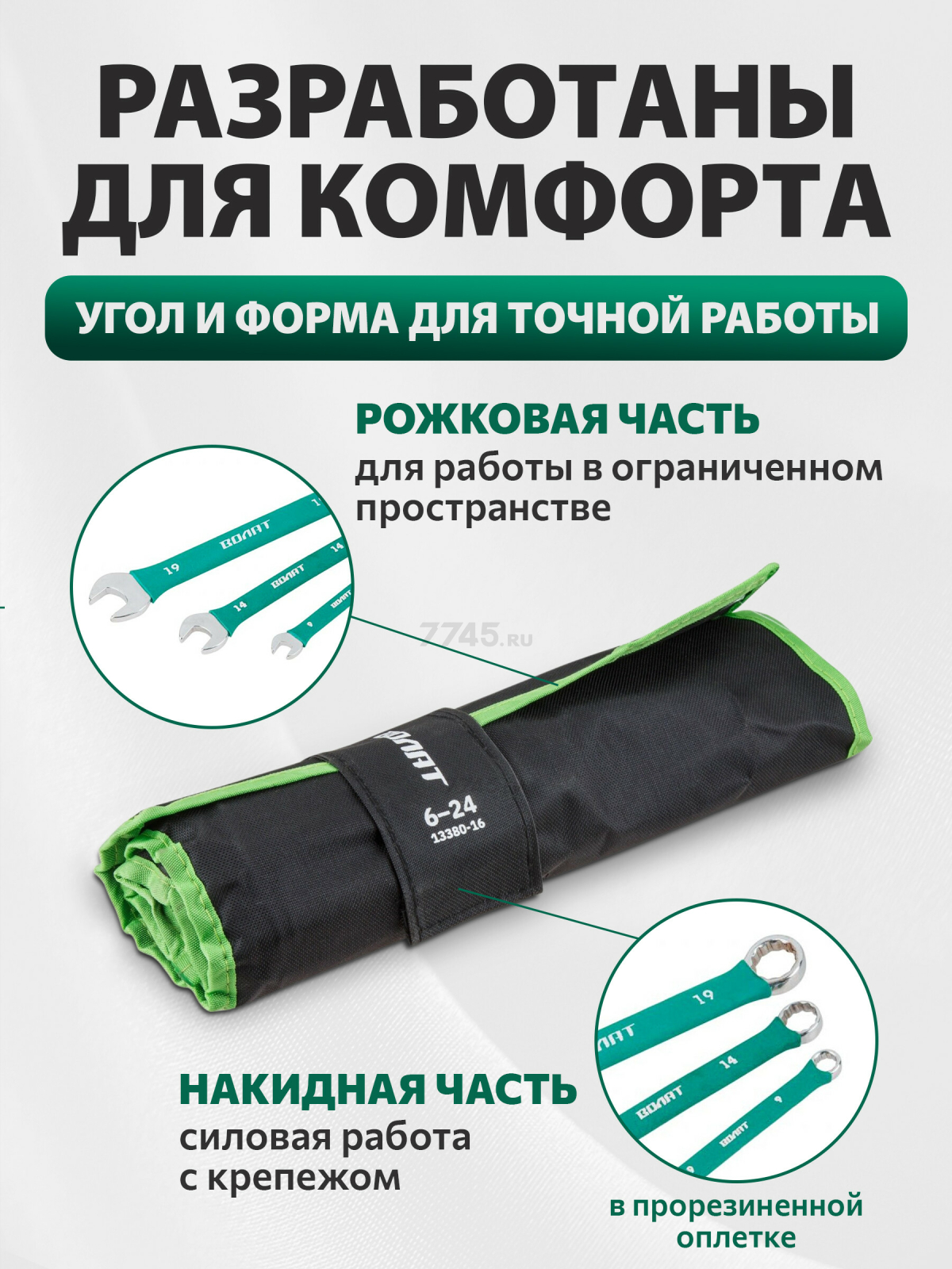 Набор ключей комбинированных 6-24 мм 16 штук ВОЛАТ (13380-16) - Фото 2