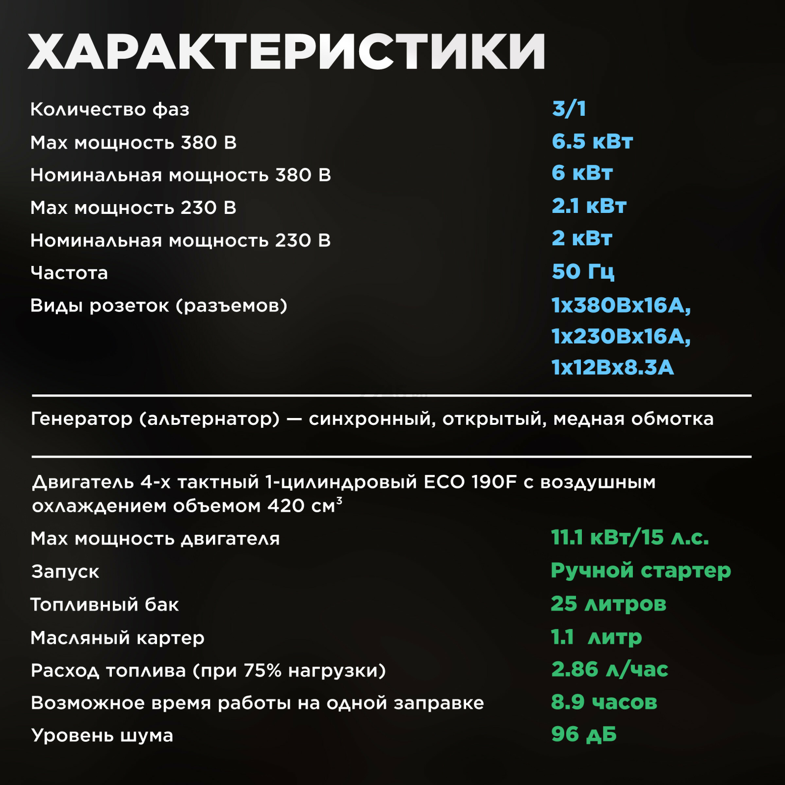 Генератор бензиновый ECO PE-8501S3 - Фото 3