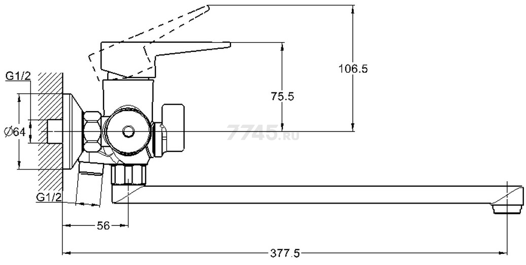 Смеситель для ванны G.LAUF NUD7-A045 - Фото 3