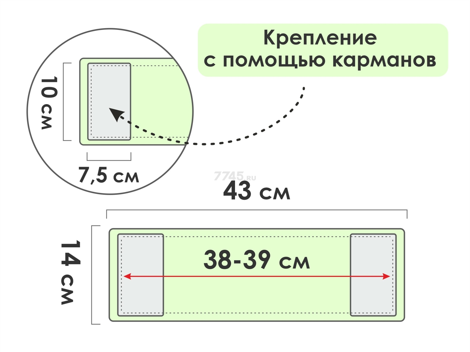 Сменная насадка для швабры PERFECTO LINEA из шенилла зеленая на липучках (44-431017) - Фото 4