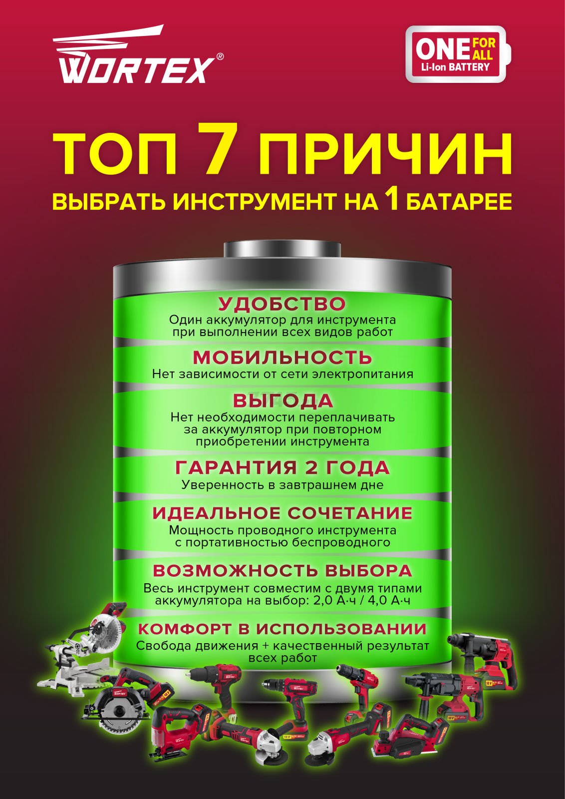 Дрель-шуруповерт аккумуляторная ударная WORTEX BD 1830-1 DLI (CBD18301DLI001) - Фото 7