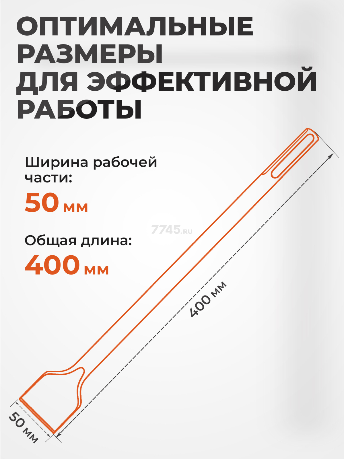 Зубило лопаточное SDS-max 50х400 мм GEPARD (GP0709-400) - Фото 4