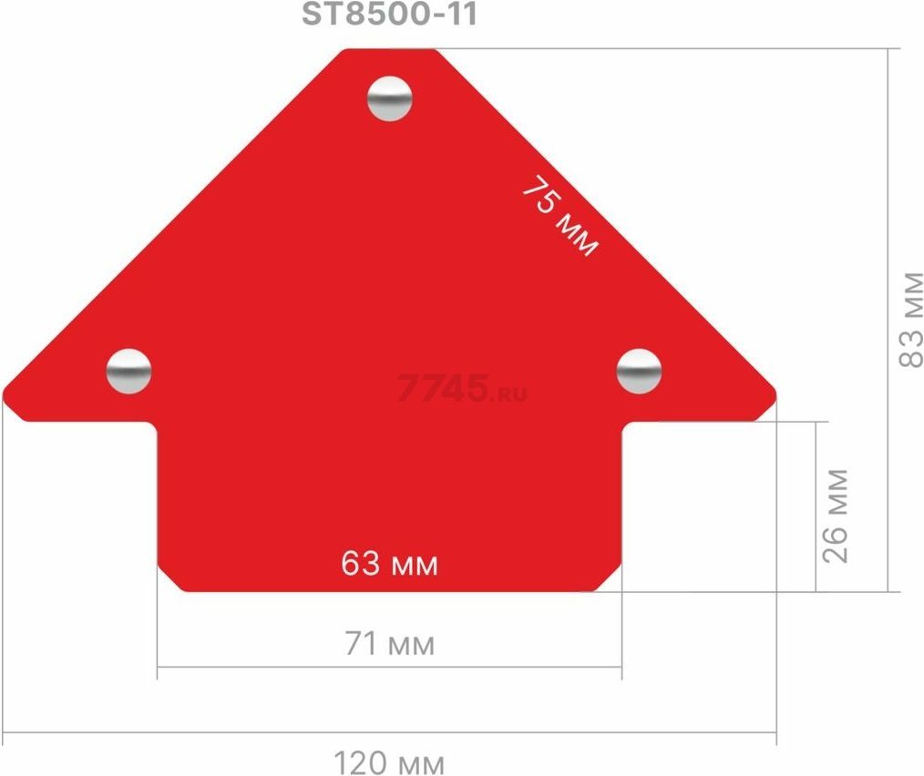 Угольник магнитный для сварки 11,5 кг STARTUL Profi (ST8500-11) - Фото 2