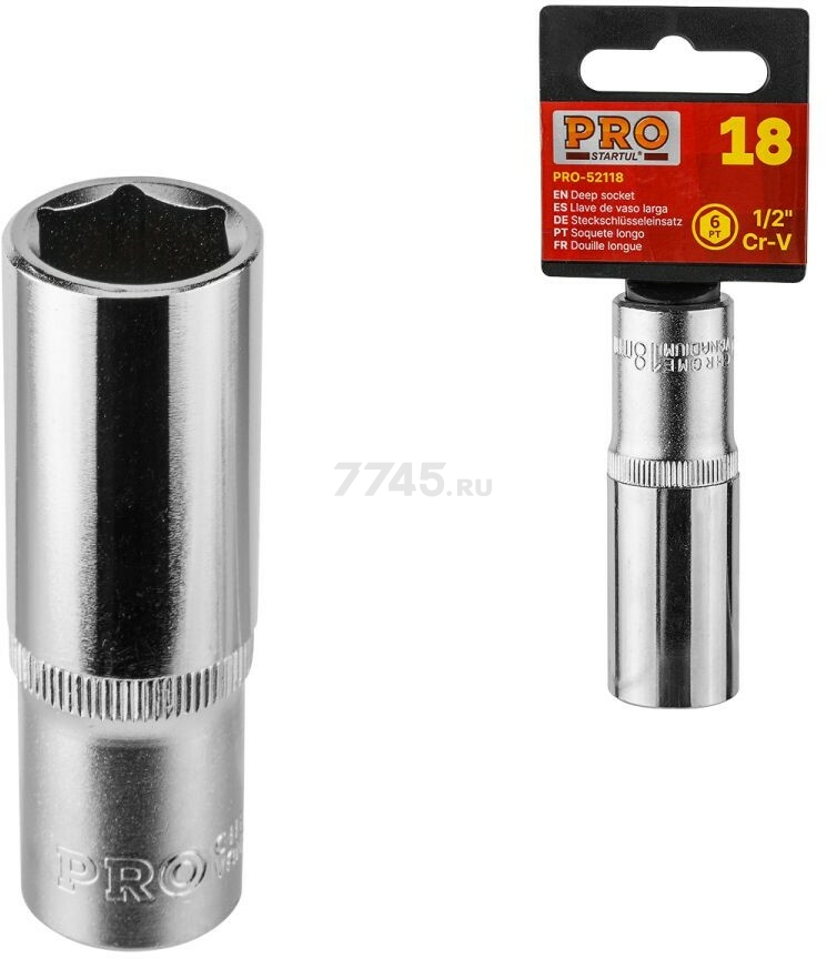 Головка 1/2" 19 мм 6 граней глубокая PRO STARTUL (PRO-52119)