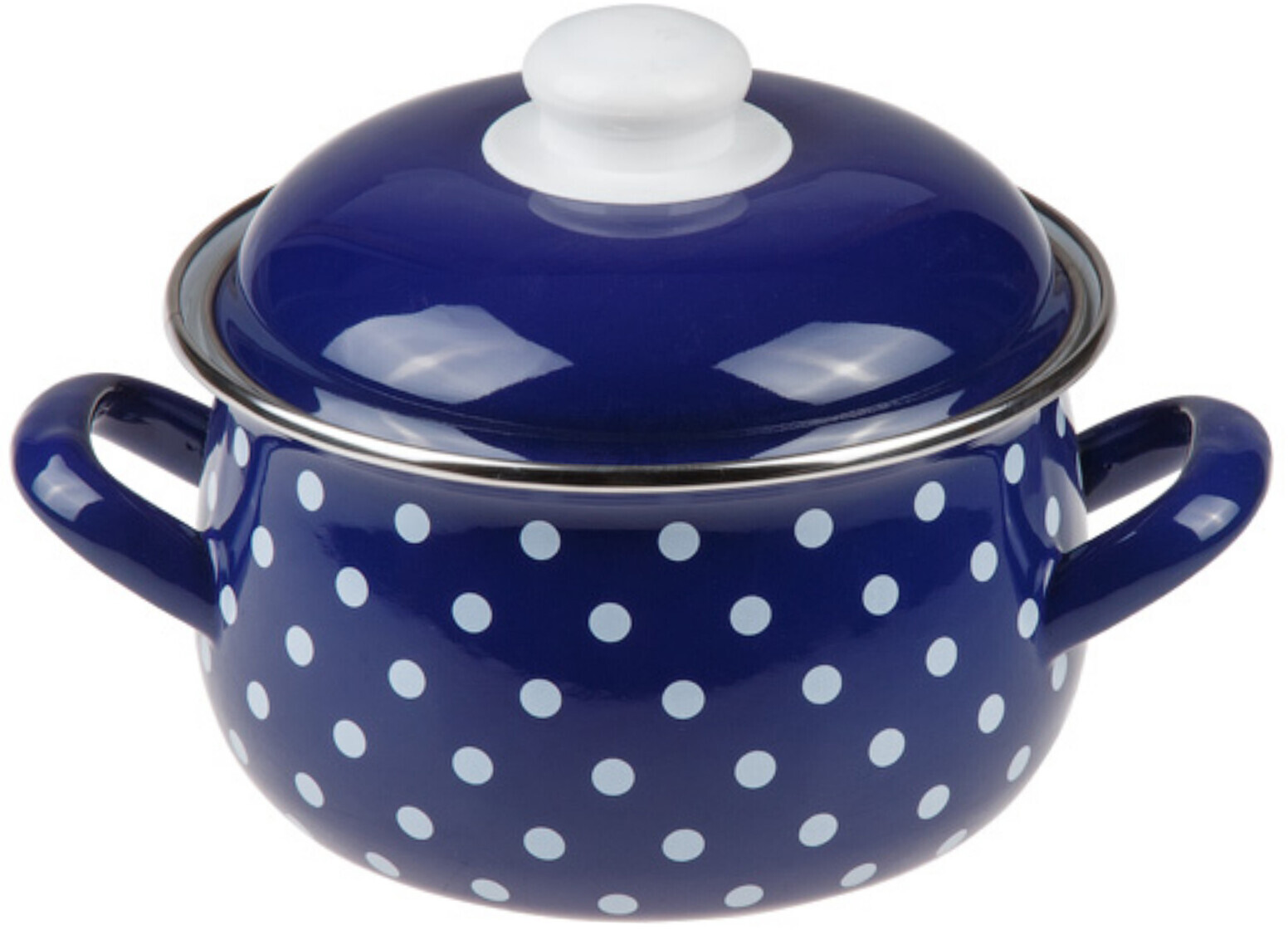 Кастрюля стальная эмалированная 2,8 л PERFECTO LINEA Горошек синий (50-600928) - Фото 5