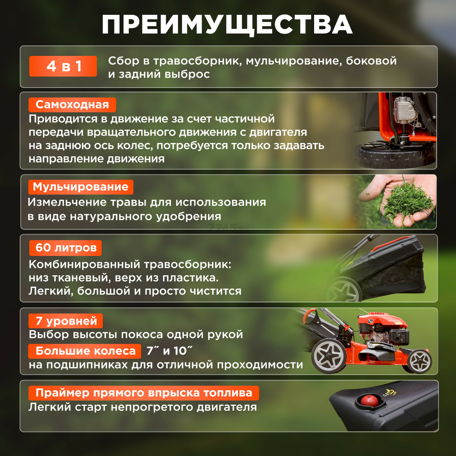 Газонокосилка бензиновая самоходная ECO LG-633 - Фото 2