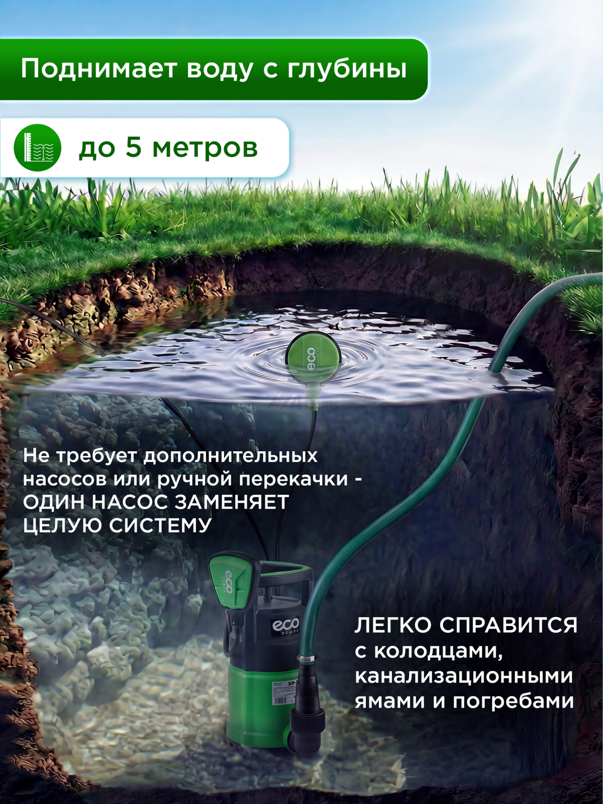 Насос дренажный ECO DP-753 - Фото 7