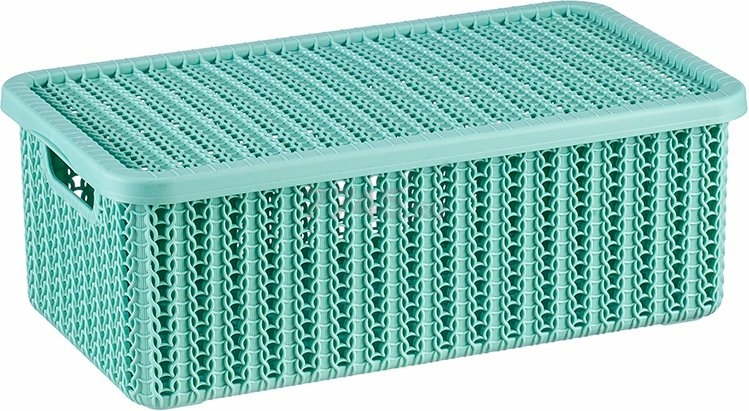Коробка для хранения вещей пластиковая 6 л IDEA Вязание фисташковая (М2370)