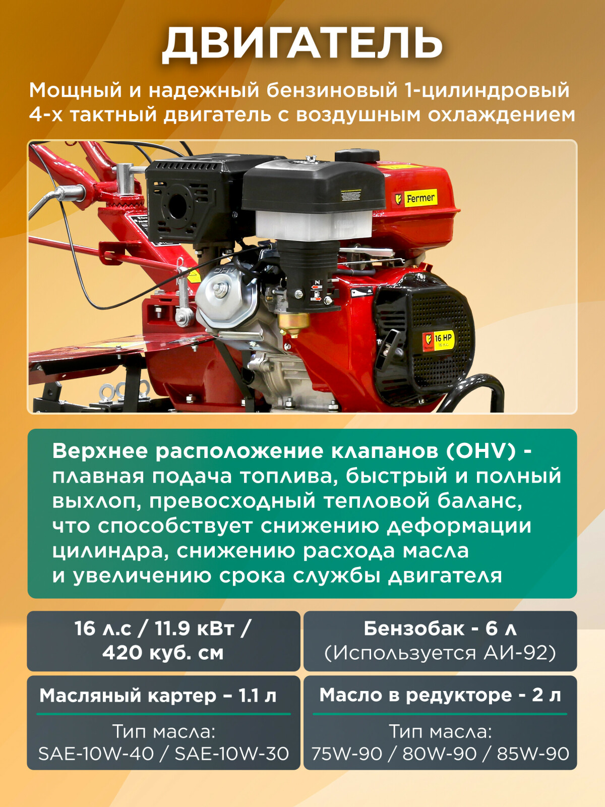 Культиватор бензиновый FERMER FM-1617MXL (FM-1617MXL) - Фото 3