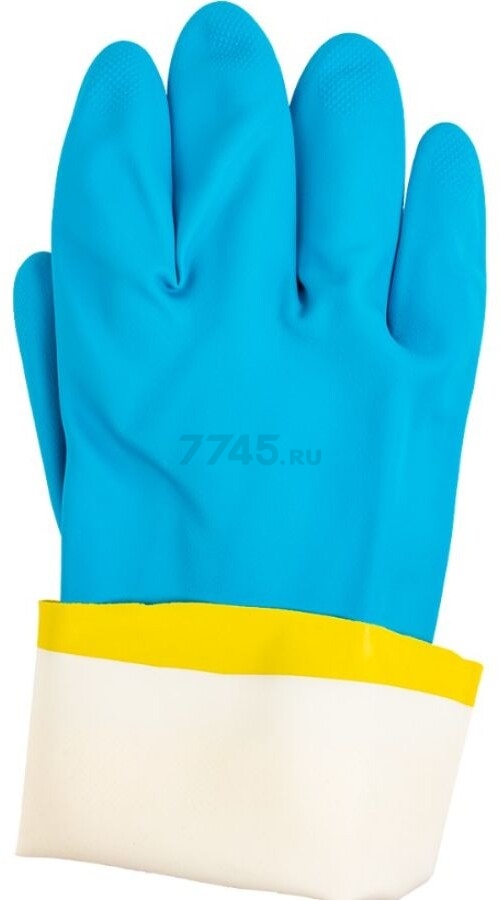 Перчатки латексно-неопреновые JETA SAFETY Atom DuoColor М К80 Щ50 желто-голубые  (JNE-711-M) - Фото 5