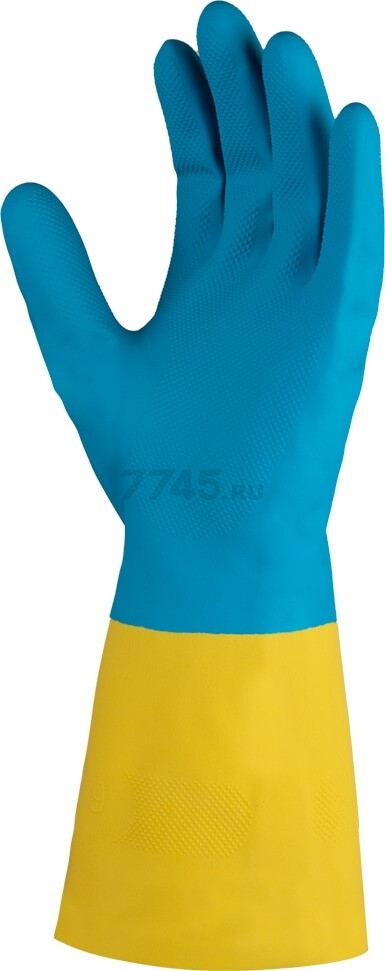 Перчатки латексно-неопреновые JETA SAFETY Atom DuoColor М К80 Щ50 желто-голубые  (JNE-711-M)