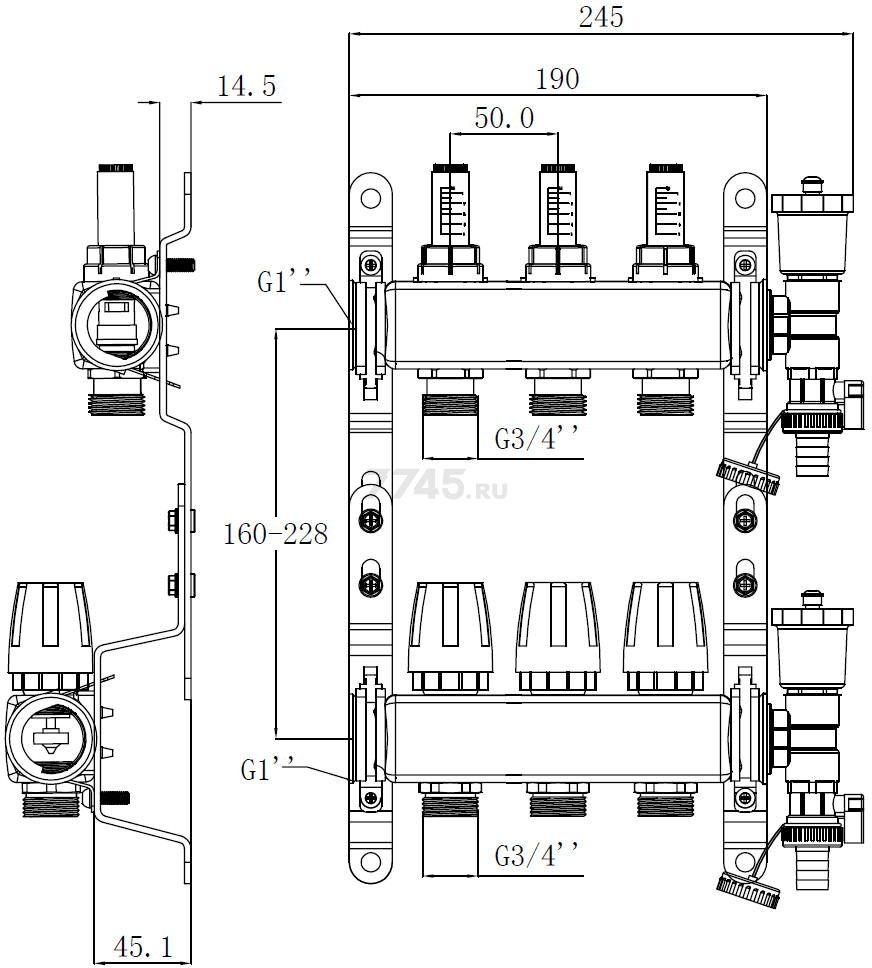 Коллекторная группа AVE136, 3 выхода AV ENGINEERING (AVE13600103) - Фото 8